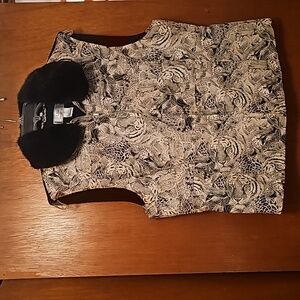 Lisa International animal print fur collar vest
